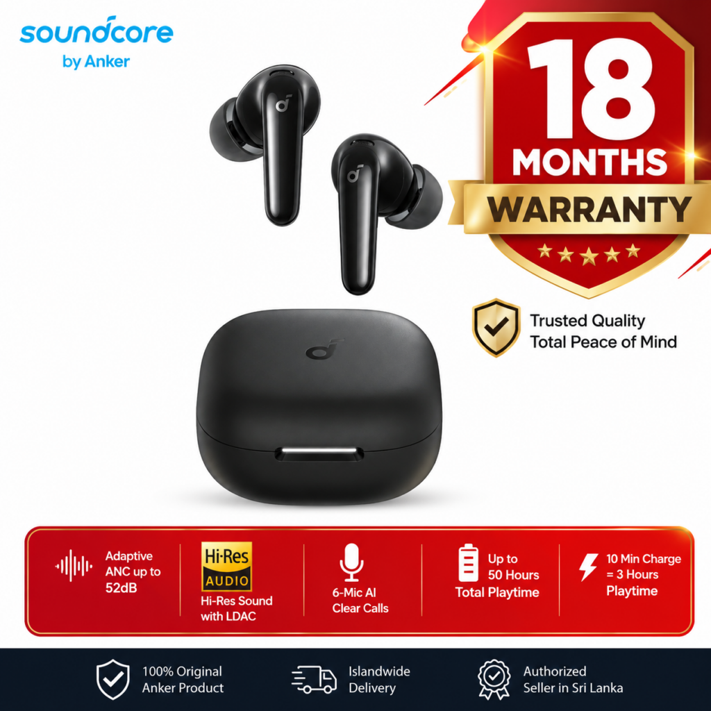 Anker Soundcore R60i NC True Wireless Earbuds with adaptive ANC, Hi-Res LDAC audio and 18 months warranty in Sri Lanka from GadgetCity.lk