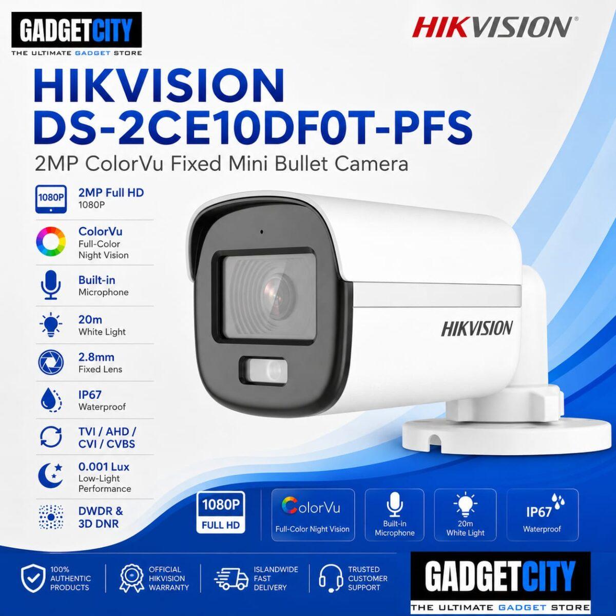 Hikvision DS-2CE10DF0T-PFS 2MP  Camera with Built-in Microphone - Image 2