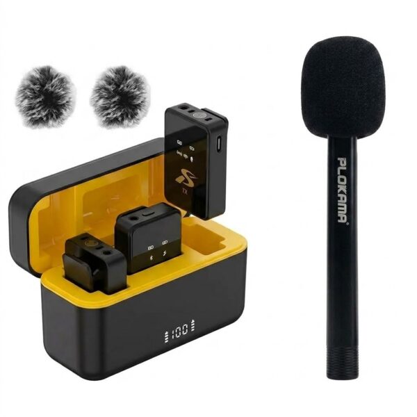 SX12 Wireless Dual Lavalier Microphone + Plokama WM1 Handheld Mic Stick Combo Pack